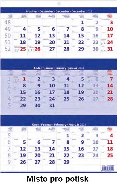 TØÍMÌSÍÈNÍ - modrý - kalendáø