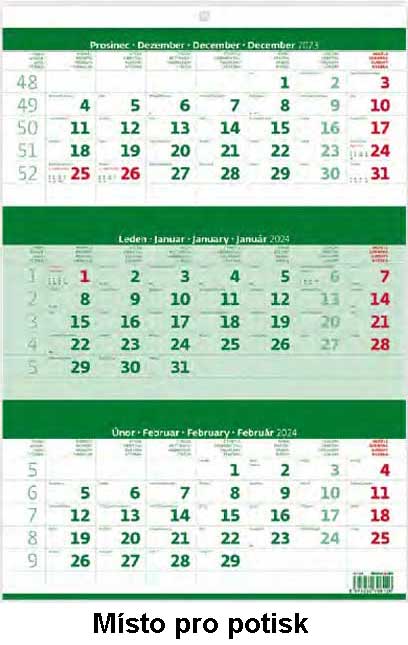 TØÍMÌSÍÈNÍ - zelený - kalendáø
