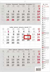 Tøímìsíèní kalendáø s poznámkami - šedý