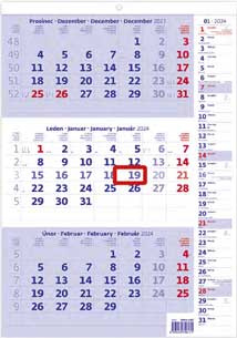 Tøímìsíèní kalendáø s poznámkami - modrý